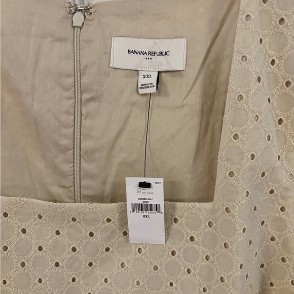 Banana Republic Eyelet Mini Shift Dress linen, cotton, XXL Cream NWT - Picture 3 of 6